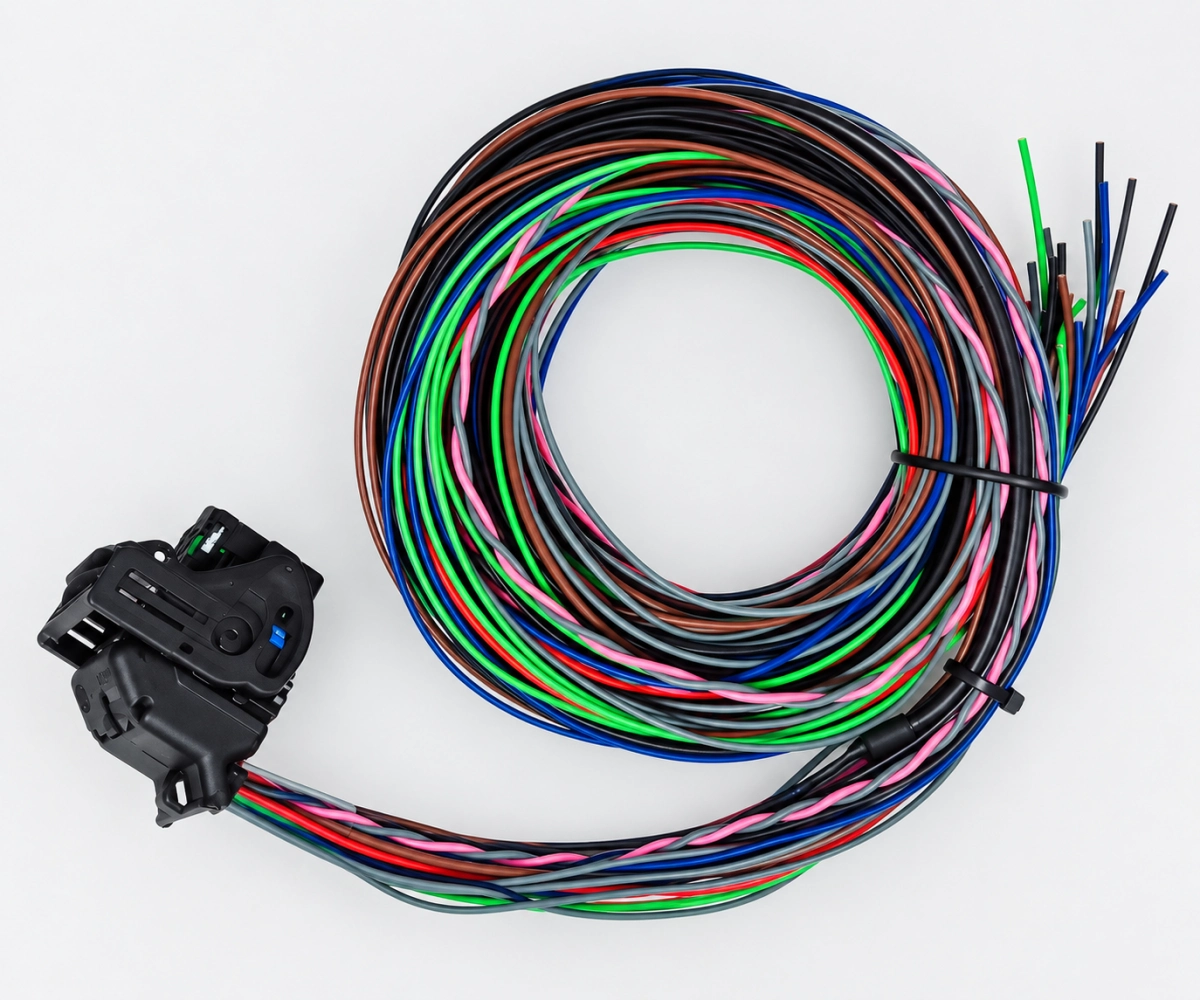 MaxxECU MINI ECU wiring harness with connector and color-coded flying leads